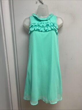 LoveRiche Mint Ruffle Shift Dress Size Small NWT Sleeveless Chiffon Mini